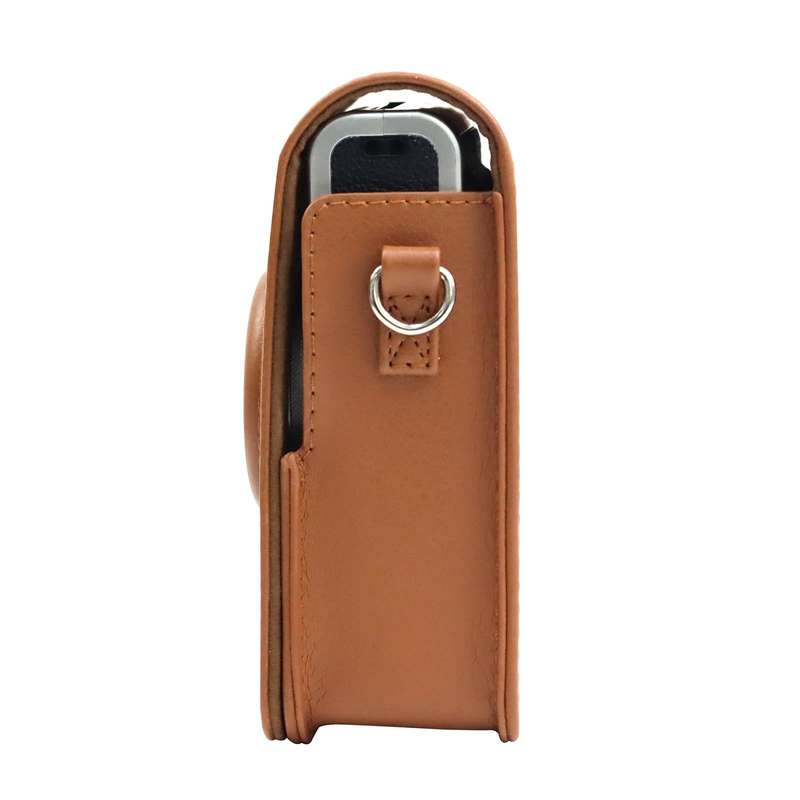 Vertical Full Body Camera PU Leather Case Bag with Strap for FUJIFILM instax mini Evo (Brown)