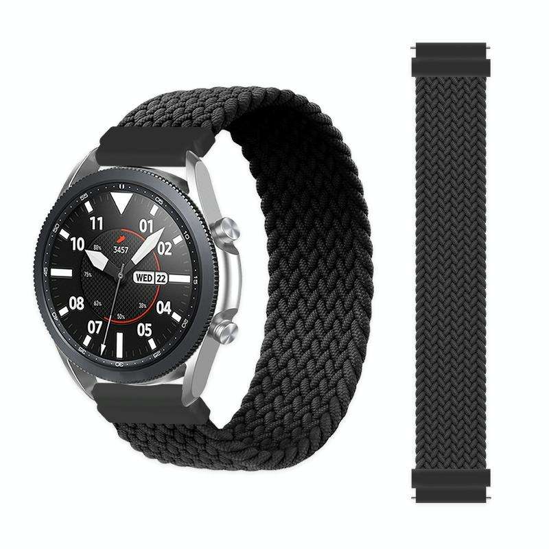 For Garmin Vivoactive 3 Adjustable Nylon Braided Elasticity Watch Band, Size:145mm(Black)