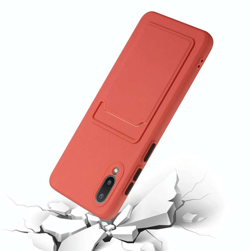 For Samsung Galaxy A02 Card Slot Design Shockproof TPU Protective Case(Plum Red)