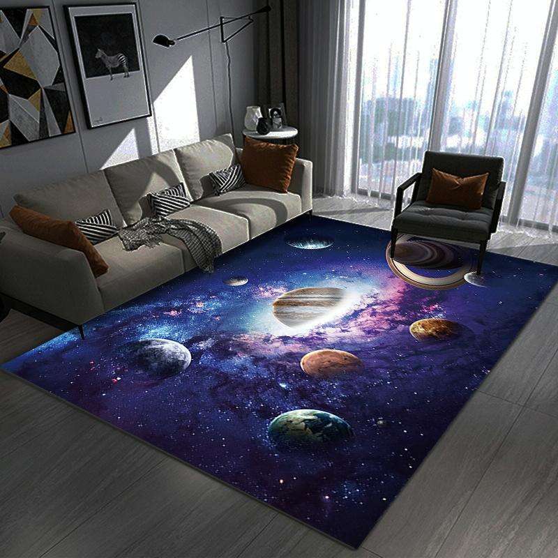 3D Visual Cartoon Cosmic Planet Living Room Carpet, Size: 50x80cm(RZ Cosmic Planet 9)