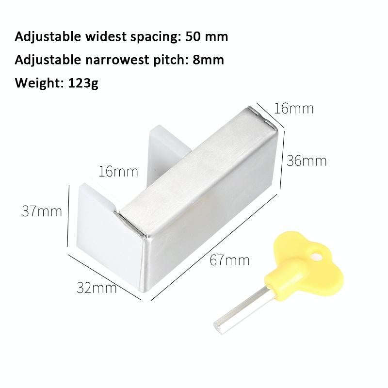 2 PCS Aluminum Screen Window Door Lock Child Protection Safety Lock Anti-theft Stopper(Hex Key)