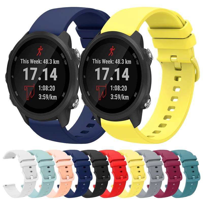 For Garmin Forerunner 245 20mm Solid Color Soft Silicone Watch Band(Black)