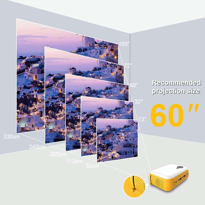 A10 480x360 Pixel Projector Support 1080P Projector ,Style: Same-screen White Yellow (UK Plug)