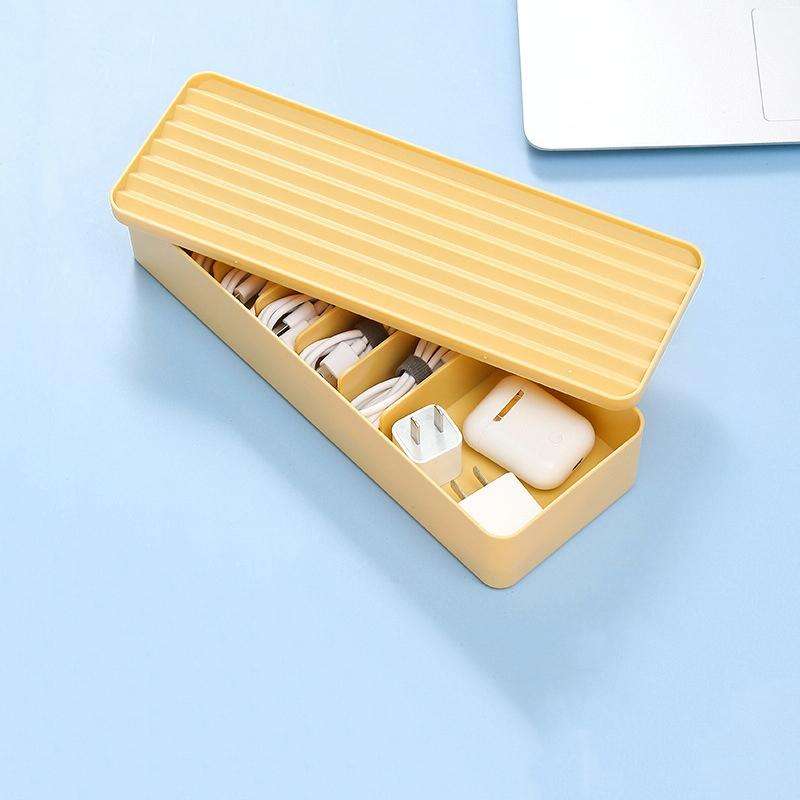 Desktop Data Cable Storage Box Dust-proof Line Box Single-layer(Yellow)