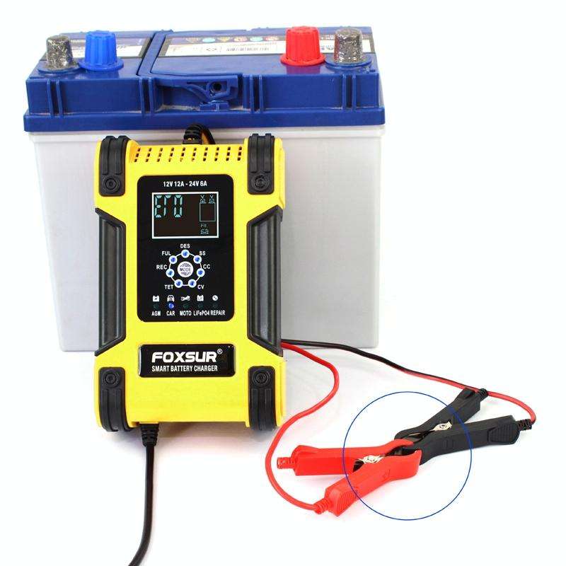 FOXSUR 12A / 12V / 24V Car / Motorcycle 7-stage Lead-acid Battery AGM Charger, Plug Type:JP Plug(...