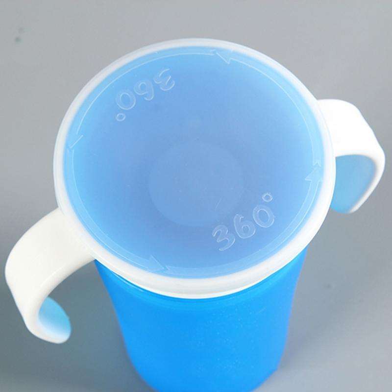 360 Degrees Rotated Baby Learning Drinking Cup With Double Handle Flip(Green)