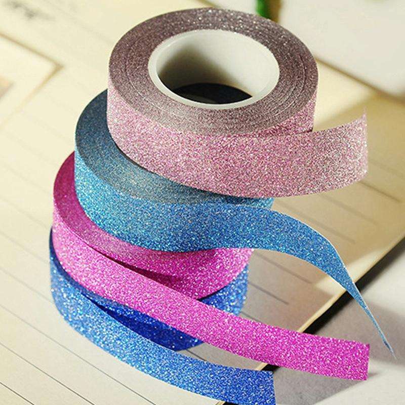 Flash Washi Sticky Paper Tape Label DIY Decorative Tape, Length: 10m(Silver)