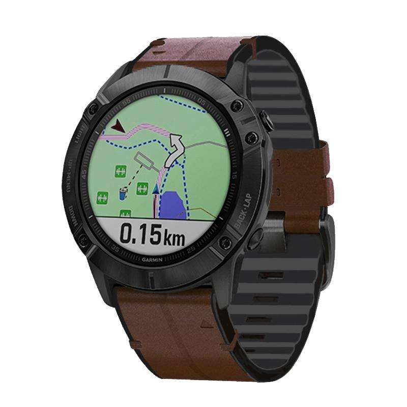 For Garmin Fenix 6 Silicone + Leather Quick Release Watch Band(Coffee)