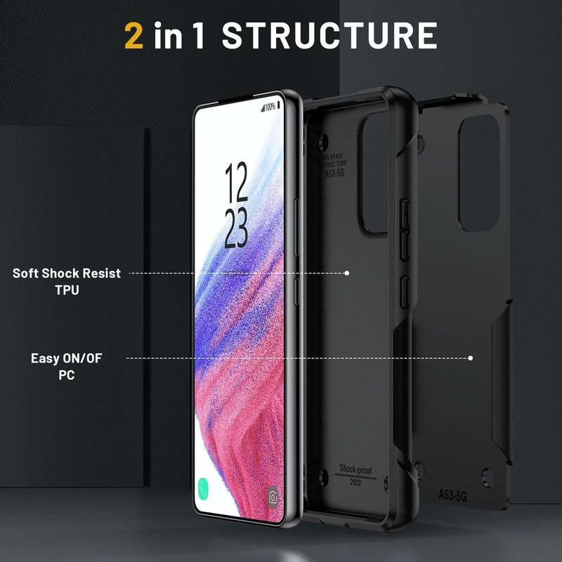 For Samsung Galaxy A53 5G 2 in 1 Soft TPU Hard PC Phone Case(Black)