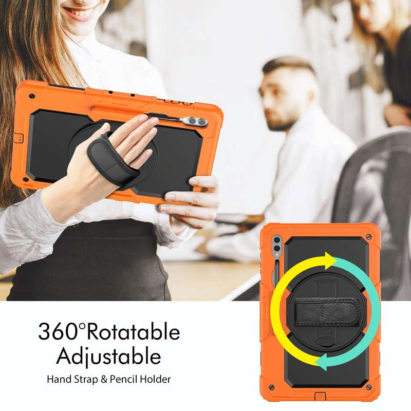 For Samsung Galaxy Tab S9 Ultra / S8 Ultra Silicone + PC Tablet Case(Orange+Black)