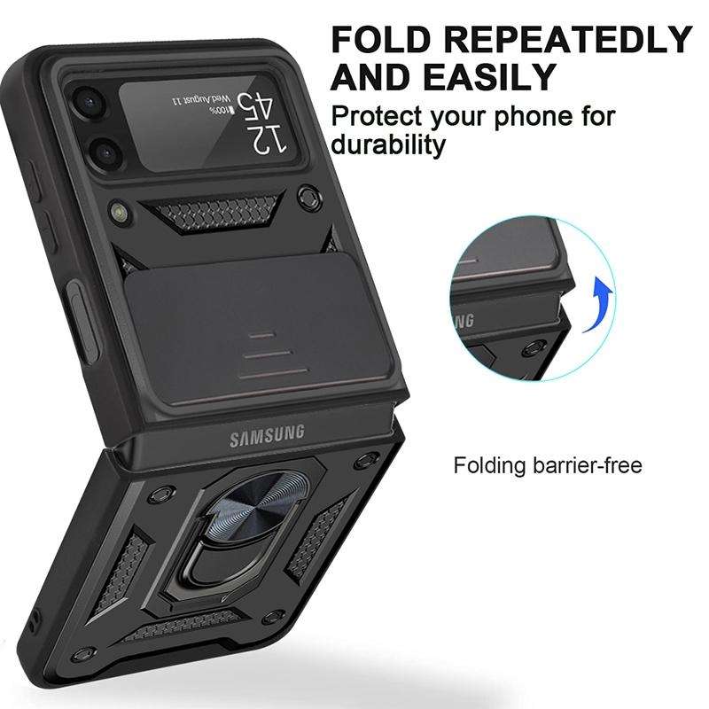 For Samsung Galaxy Z Flip3 5G Sliding Camera Cover Design TPU+PC Protective Case(Black)