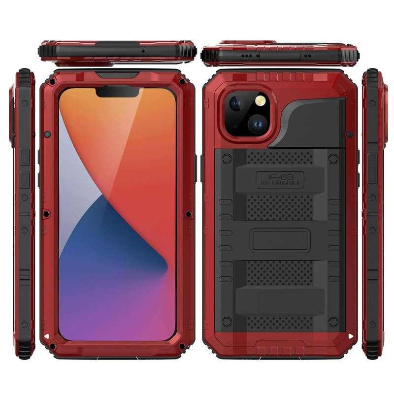 For iPhone 14 RedPepper Wolf 360 Full Body Rugged Life Waterproof Phone Case(Red)