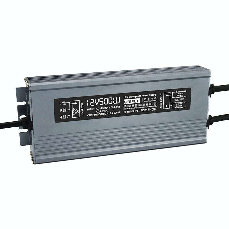 GEEPUT 220V Turn 12V LED Waterproof Power Supply Transformer, Model: 41.7A 500W