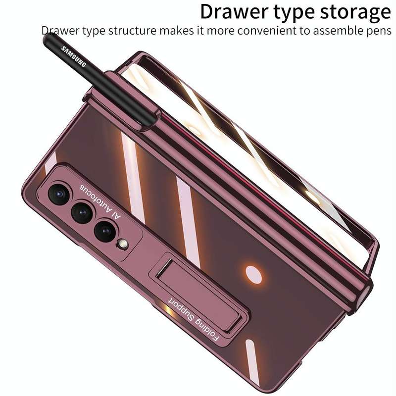 For Samsung Galaxy Z Fold4 GKK Magnetic Fold Hinge Shockproof Phone Case with Pen Slots(Black)