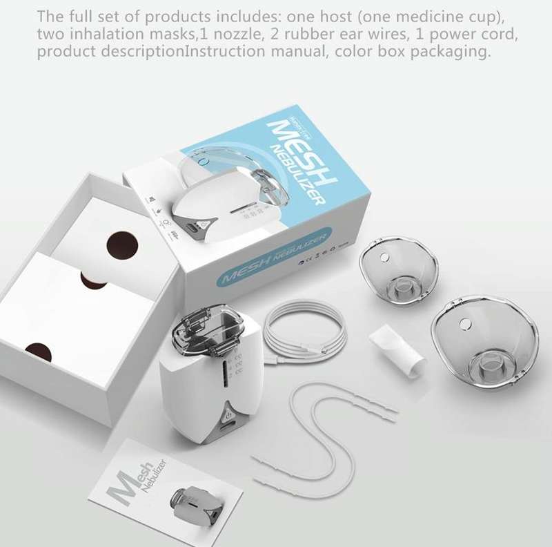 Hands-free Wearable Micro-mesh Nebulizer for Adults and Children ,Style: USB Style(Silver White)