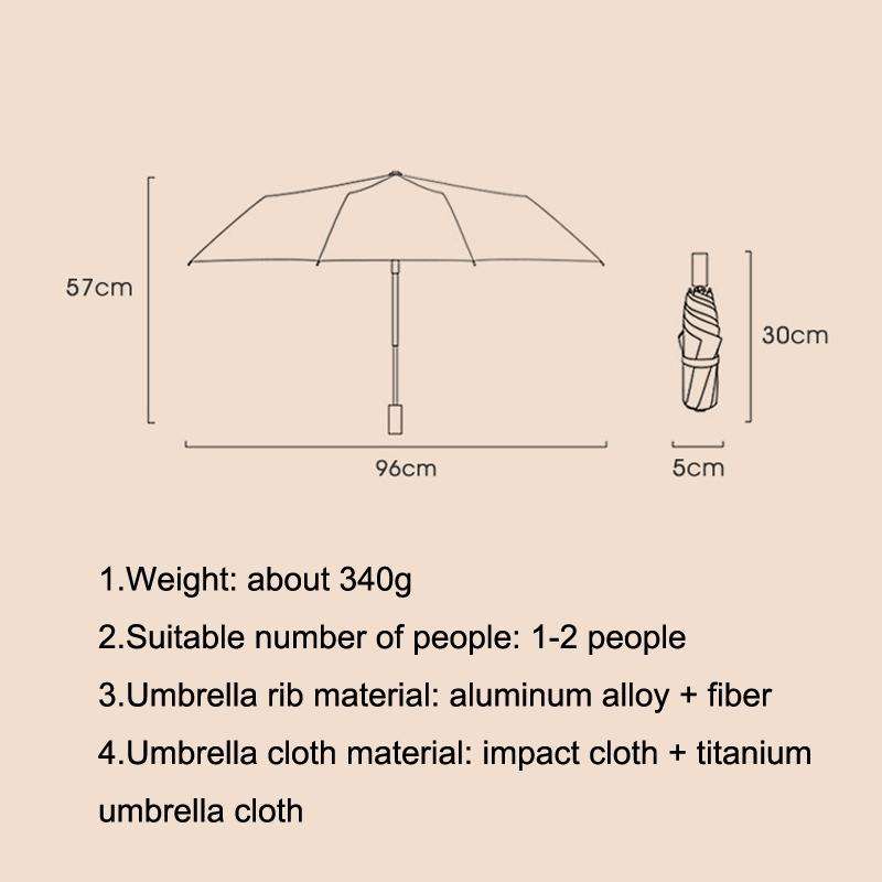 Small Fresh Automatic Umbrella Gold Glue Fabric Tri-fold Parasol(Persimmon)