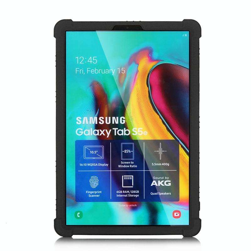 For Galaxy Tab S5e T720 Tablet PC Silicone Protective Case with Invisible Bracket(Black)
