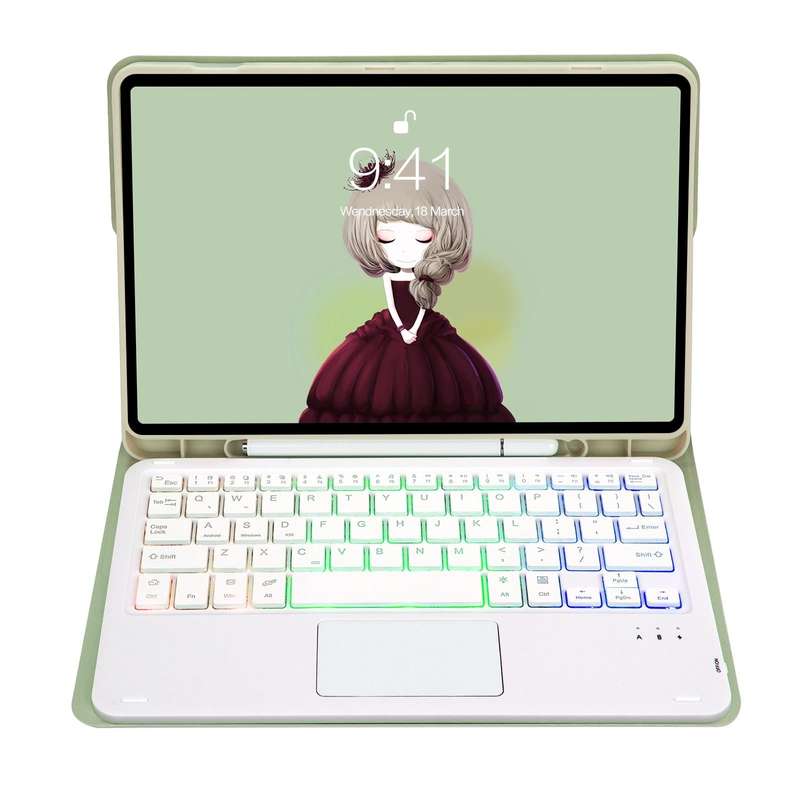 For Samsung Galaxy Tab S6 Lite A610B-AS Candy Color Backlight Bluetooth Keyboard Leather Tablet C...