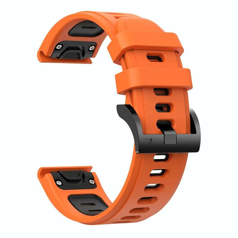 For Garmin Fenix 5 Plus 22mm Two-Color Sports Silicone Watch Band(Orange+Black)