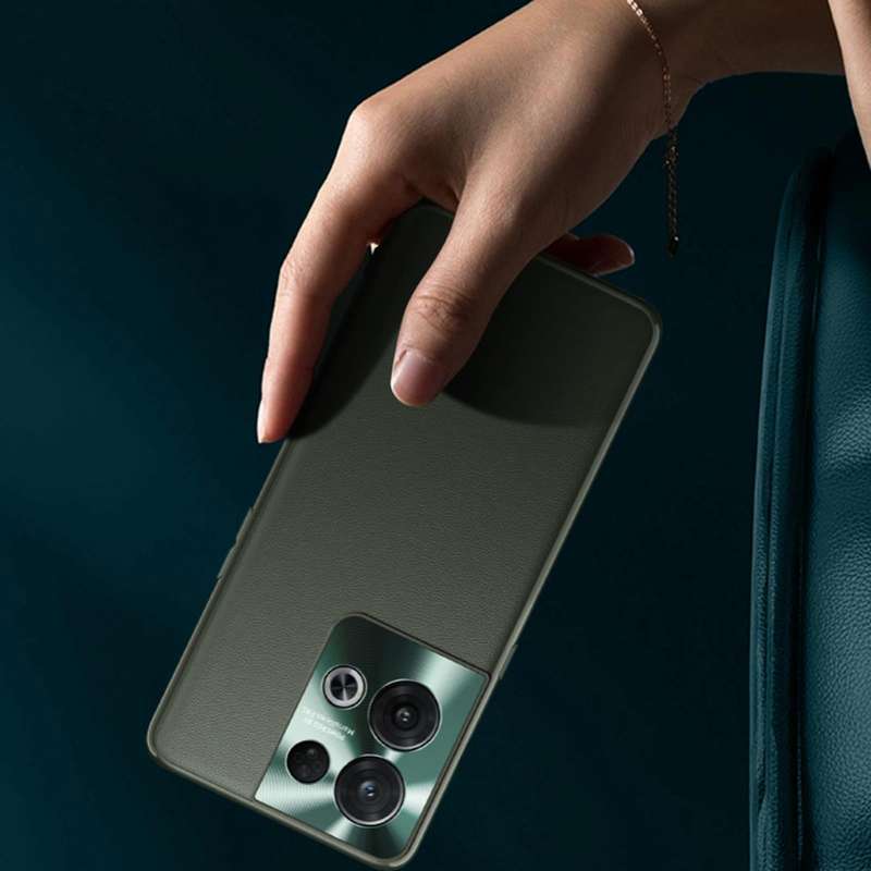 For OPPO Reno8 Pro Plain Skin Leather Phone Case(Cyan)