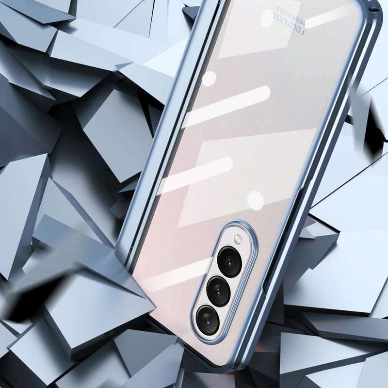 For Samsung Galaxy Z Fold4 Full Body Electroplating Hinge Phone Case(Black)