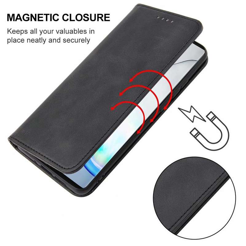For Samsung Galaxy Note10+ Magnetic Closure Leather Phone Case(Black)
