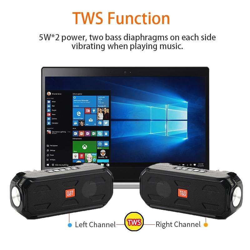 T&G TG280 Solar Power Charging Bluetooth Speakers with Flashlight, Support TF Card / FM / 3.5mm A...
