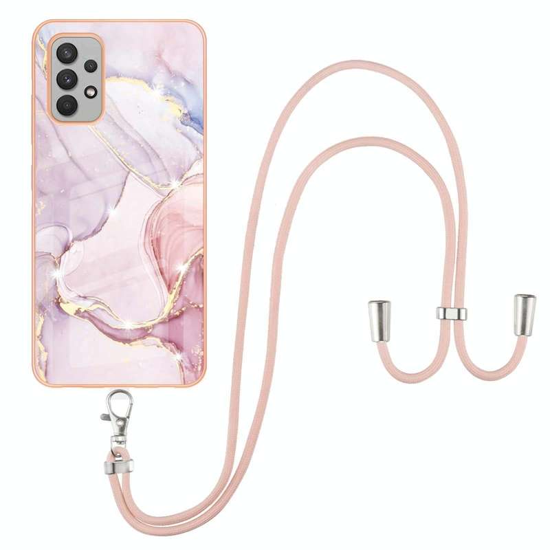 For Samsung Galaxy A32 4G EU Version Electroplating Marble Pattern IMD TPU Shockproof Case with N...