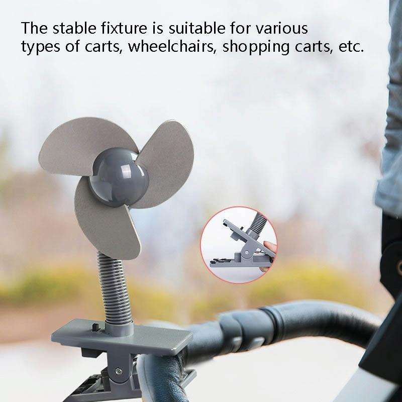 Portable Stroller Fan 360 Degree Clip Mini Fan(Blue EVA)