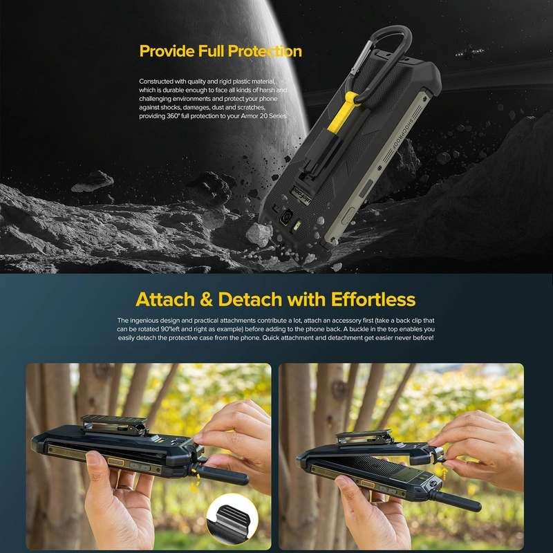 For Ulefone Armor 20WT Ulefone Back Clip Phone Case with Carabiner (Black)