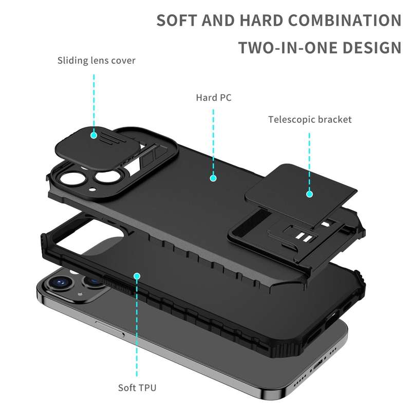 For Samsung Galaxy Note20 Ultra Stereoscopic Holder Sliding Camshield Phone Case(Black)