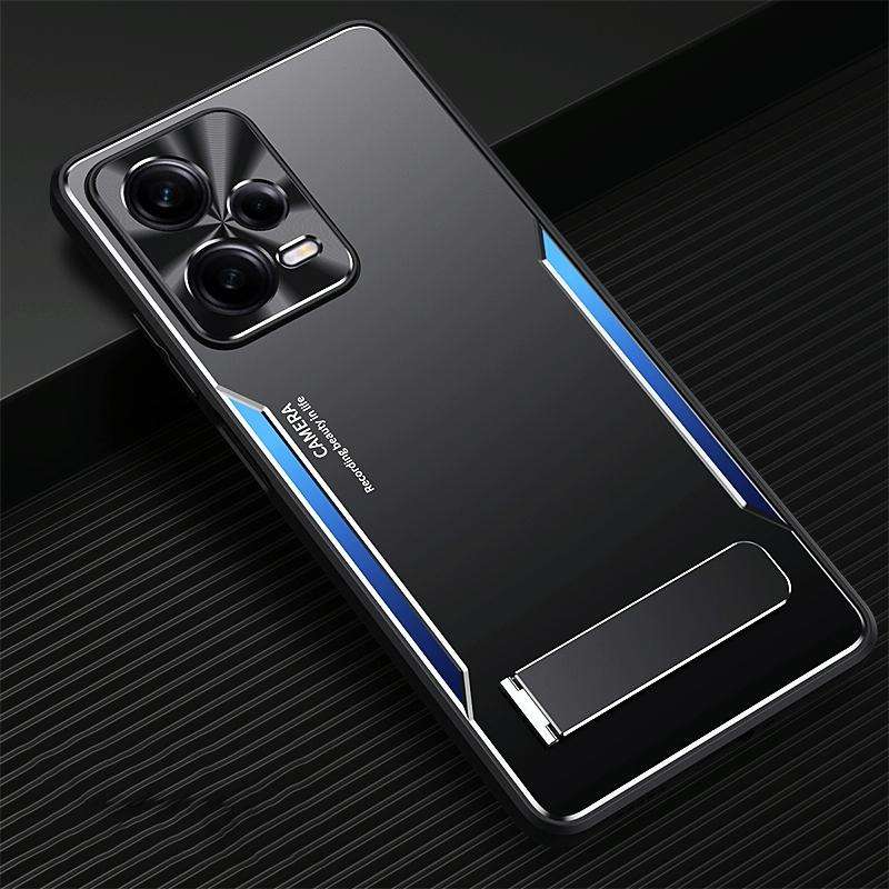 For Xiaomi Redmi Note 12 Pro+ China Blade Series TPU + Titanium Alloy Phone Case with Holder(Blac...