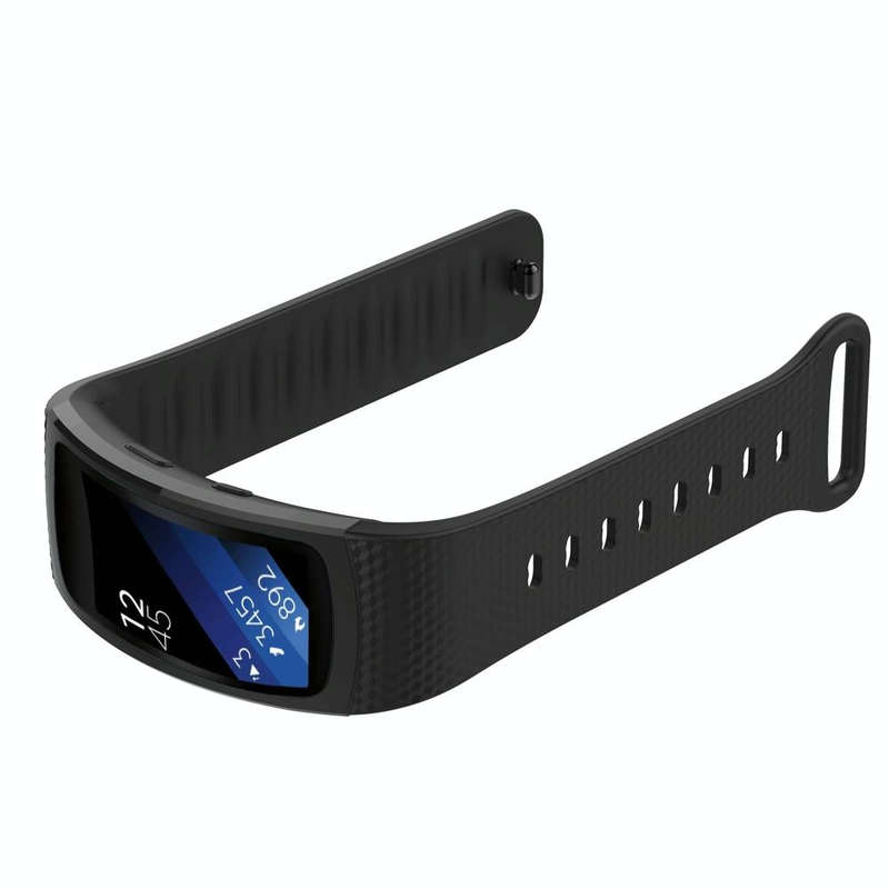 Silicone Watch Band for Samsung Gear Fit2 SM-R360, Wrist Strap Size:150-213mm(Black)