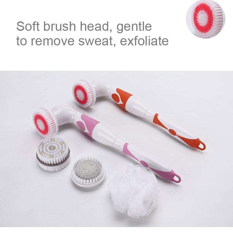 Multi-function Electric Waterproof Bath Cleansing Brush Long-handled Massage Brush, with 4 Brush ...