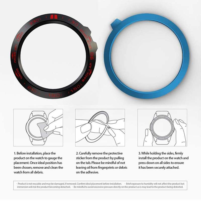 For Garmin Fenix 3/3 HR Smart Watch Steel Bezel Ring, B Version(Black Ring Red Letter)