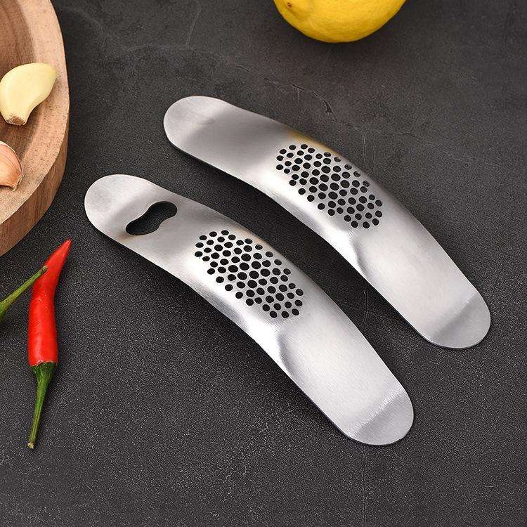 430 Stainless Steel Boat Shaped Garlic Grinder Manual Garlic Press Tools Kitchen Gadgets(Style 1)