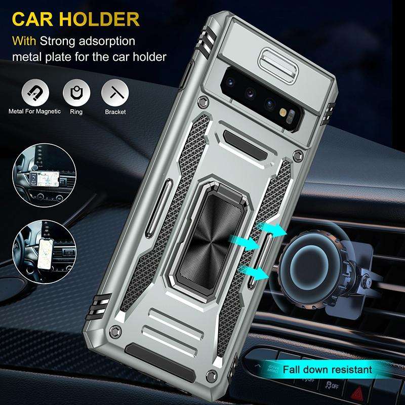 For Samsung Galaxy S10 Armor PC + TPU Camera Shield Phone Case(Grey)
