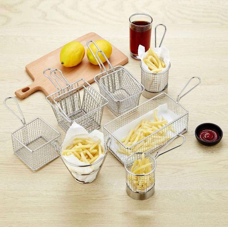 J13443S Stainless Steel Mini Fries Basket Restaurant Snack Bread Plate