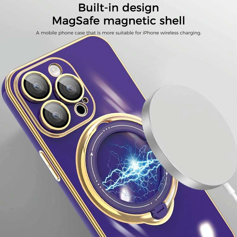 For iPhone XR Multifunction Electroplating MagSafe Holder Phone Case(White)