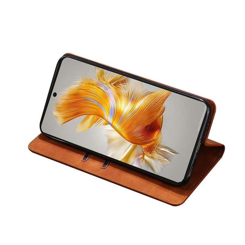 For Huawei Mate 50 Pro Skin Feel Magnetic Horizontal Flip Leather Phone Case(Light Brown)
