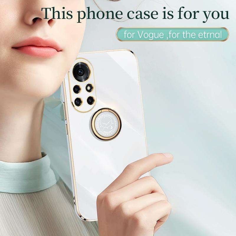 For Huawei nova 8 Pro 5G XINLI Straight 6D Plating Gold Edge TPU Shockproof Case with Ring Holder...