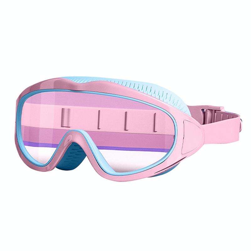 Anti-fog Children Swimming Goggles Comfortable Large Frame Diving Glasses, Color: Pink Blue