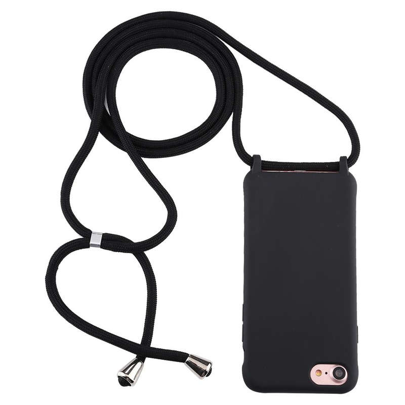 For iPhone 6s / 6 Candy Color TPU Protective Case with Lanyard(Black)