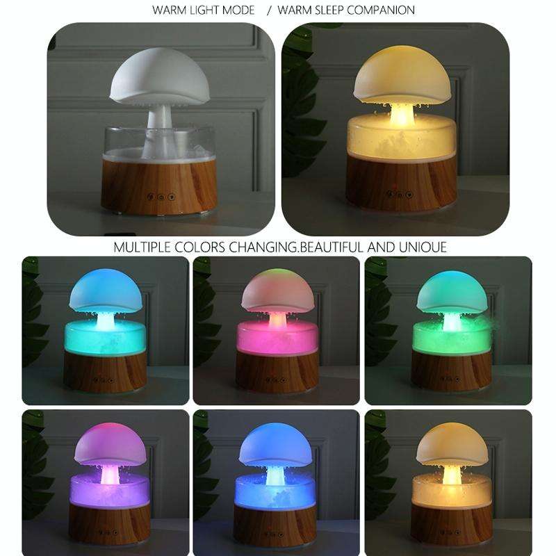500ml Rain Humidifier Mushroom Cloud Colorful Night Lamp Aromatherapy Machine With Remote Control...