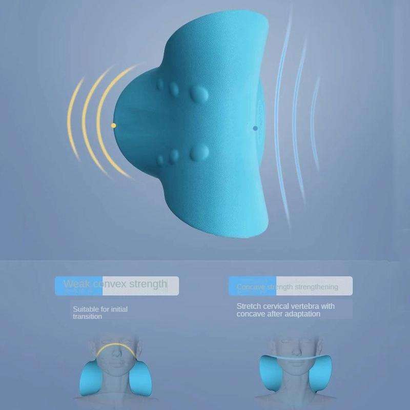 Neck Shoulder Stretcher Relaxer Cervical Chiropractic Traction Device Pillow (Dark Blue)