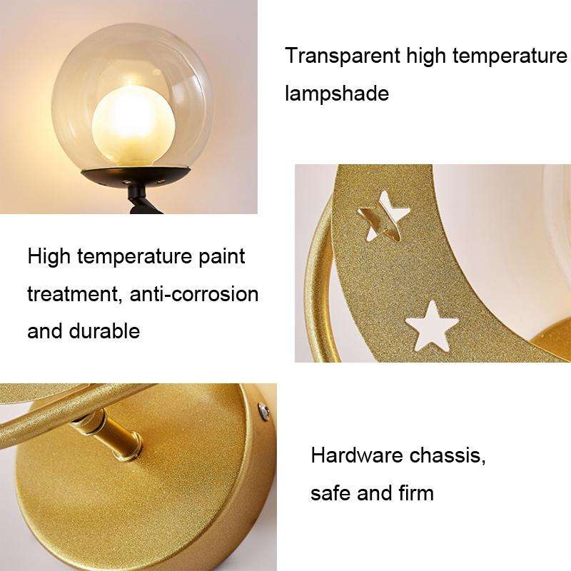 Bedroom Bedside Wall Lamp Indoor Background Wall Lamp Tri-color Light(6082 Black Right)
