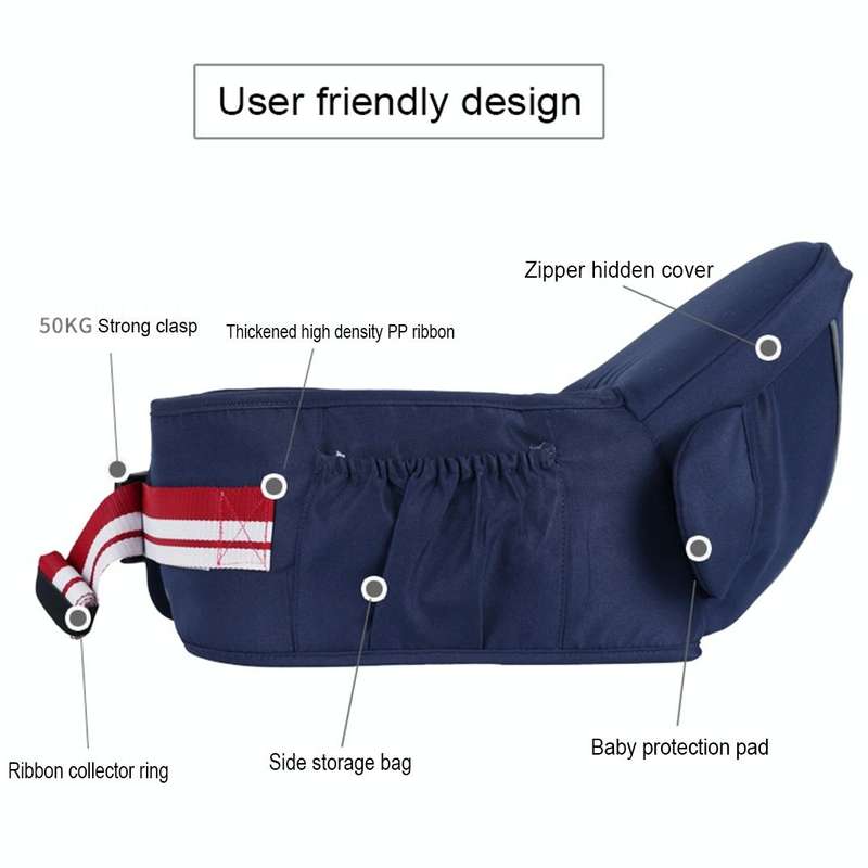 Ergonomic Baby Carrier with Hip Seat for Baby with Reflective Strip for 0-3 Years Old(Coffee)