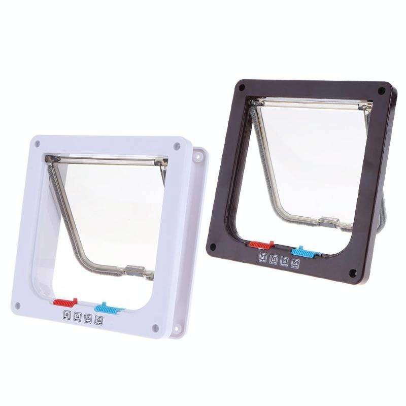 Pet Door 4 Ways Lockable Security Flap Door for Dog Cat Kitten Wall Mount Door Animal Small Pet C...