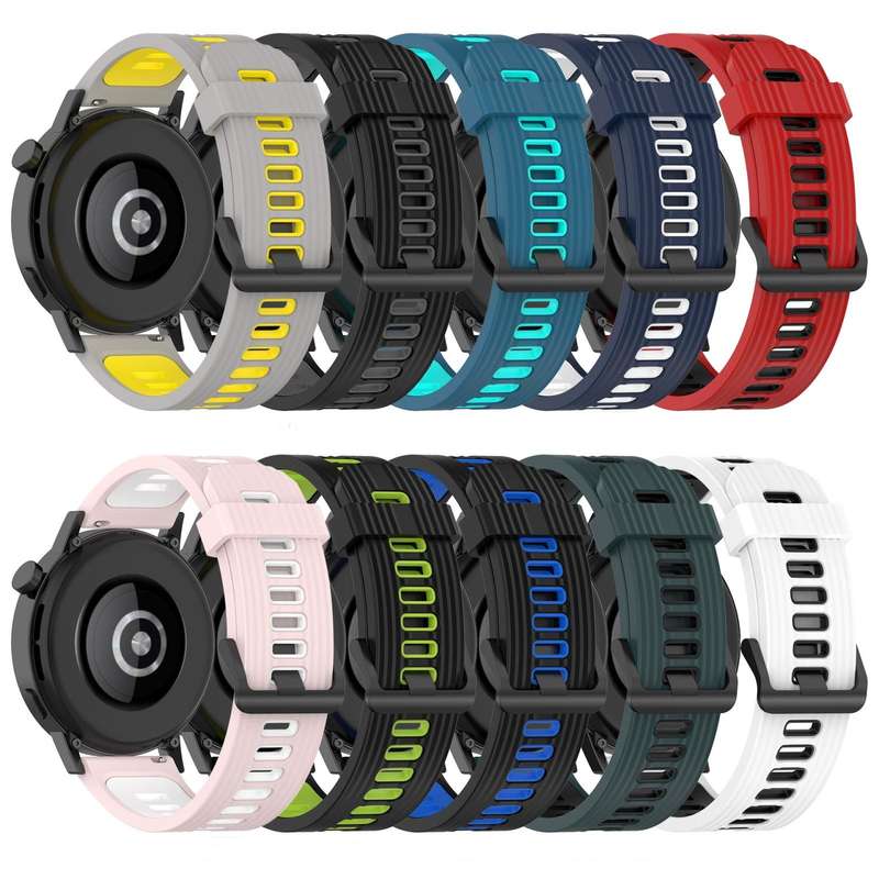 For Garmin Forerunner 245 20mm Vertical Pattern Two-Color Silicone Watch Band(White+Black)