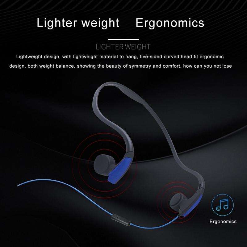 Rear Hanging Wire-Controlled Bone Conduction Outdoor Sports Headphone(Black)